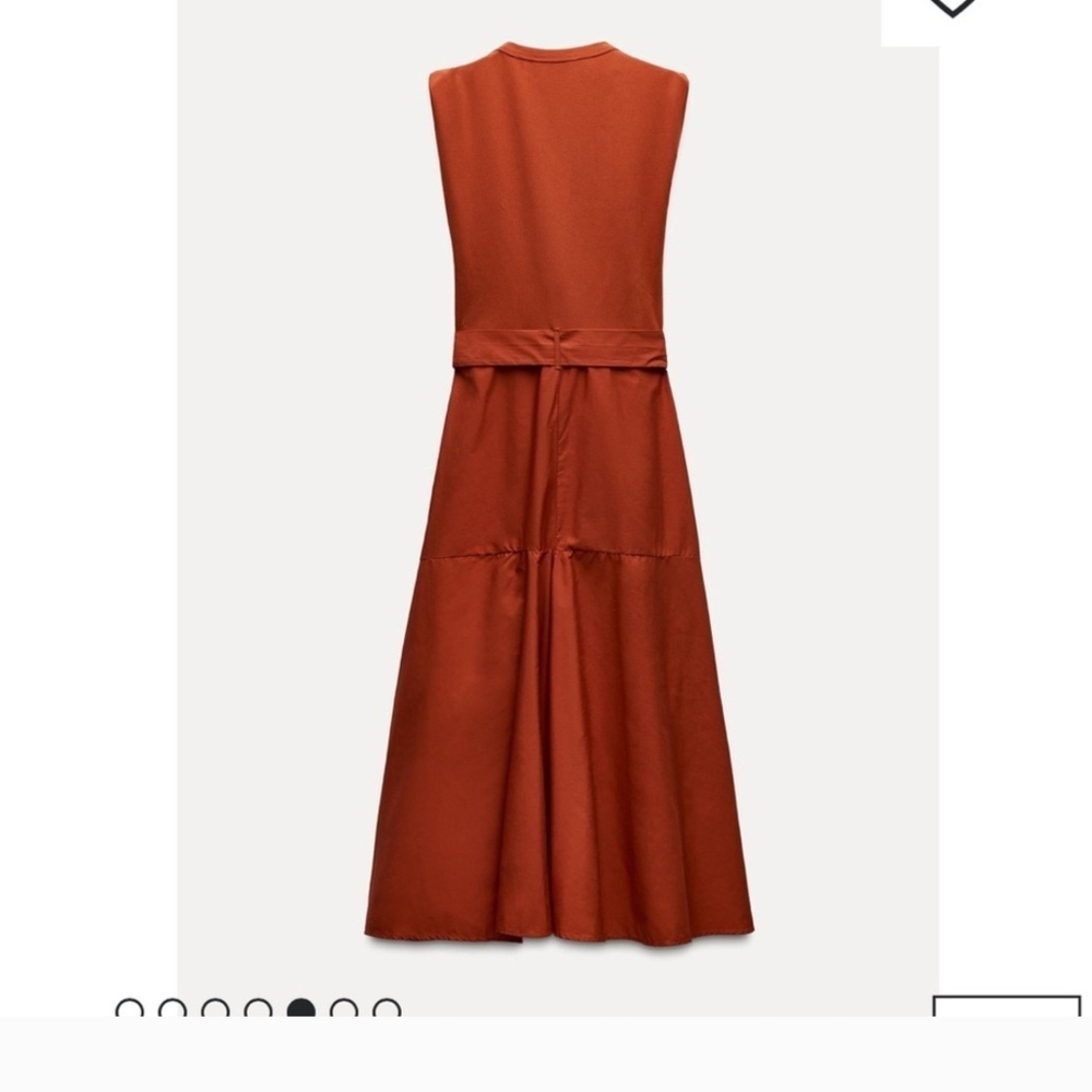 NWT Zara Vibrant Orange Midi Dress - Picture 5 of 8